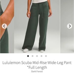 Lululemon Scuba Wide Leg Pant in Dark Forest